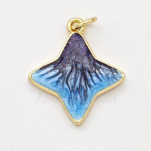 Copper Star Pendant Painted 18K Gold Plated