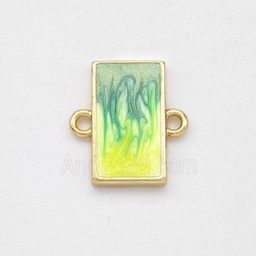 Copper Rectangle Connector Yellow Green Painted 18K Gold Plated