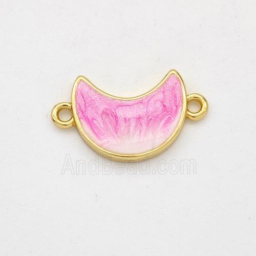 Copper Moon Connector Pink Painted 18K Gold Plated