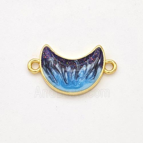 Copper Moon Connector Painted 18K Gold Plated