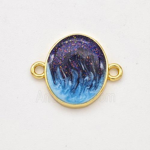 Copper Oval Connector Painted 18K Gold Plated