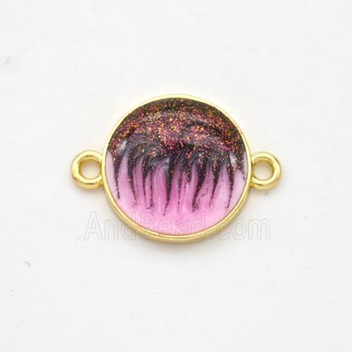 Copper Circle Connector Painted 18K Gold Plated