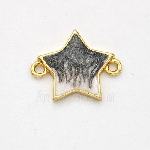 Copper Star Connector Black Painted 18K Gold Plated
