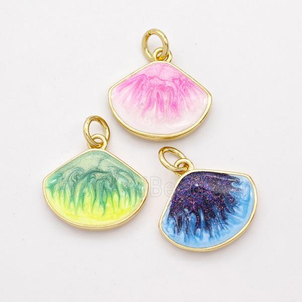 Copper Scallop Pendant Painted 18K Gold Plated Mixed