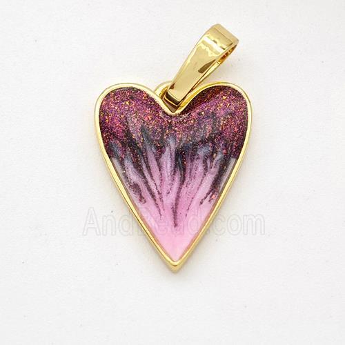 Copper Heart Pendant Painted 18K Gold Plated
