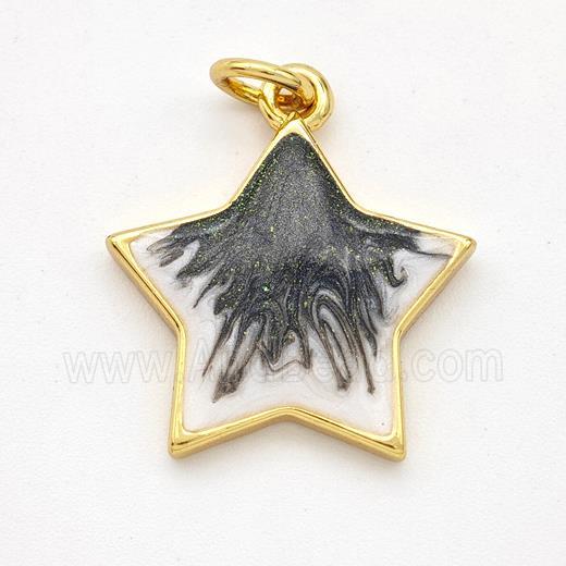 Copper Star Pendant Black Painted 18K Gold Plated