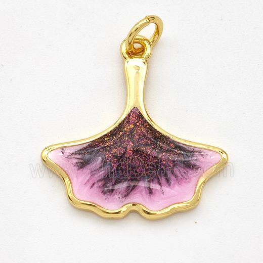 Copper Ginkgo-Leaf Pendant Painted 18K Gold Plated