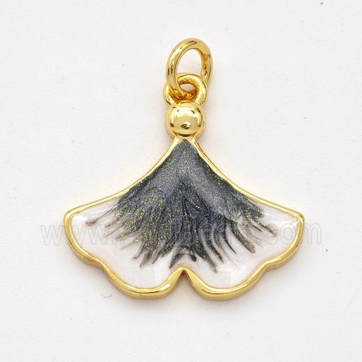 Copper Ginkgo-Leaf Pendant Black Painted 18K Gold Plated