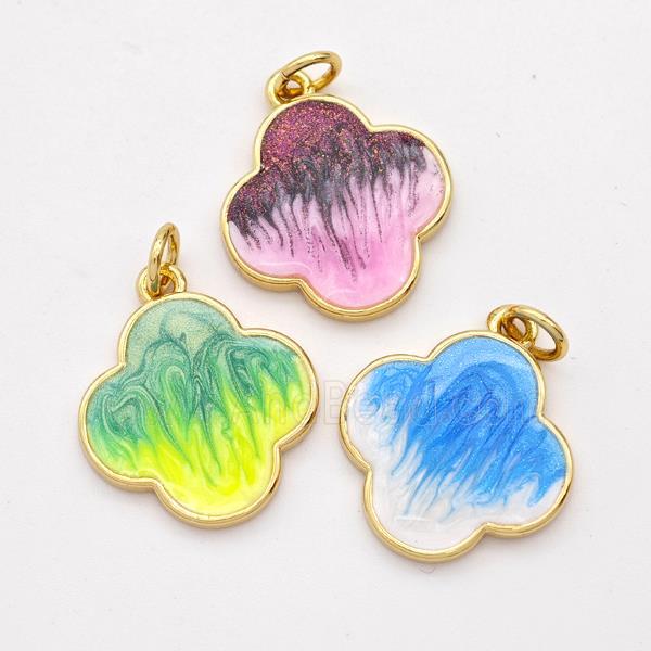 Copper Clover Pendant Painted 18K Gold Plated Mixed