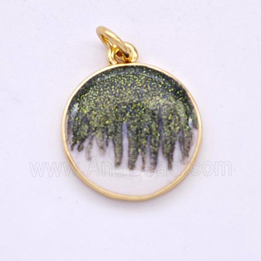 Copper Circle Pendant Black Painted 18K Gold Plated