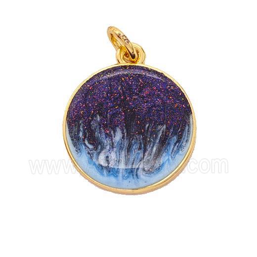 Copper Circle Pendant Painted 18K Gold Plated