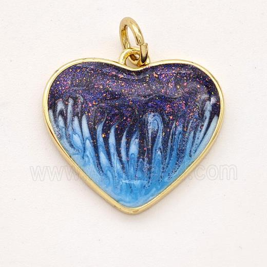 Copper Heart Pendant Painted 18K Gold Plated