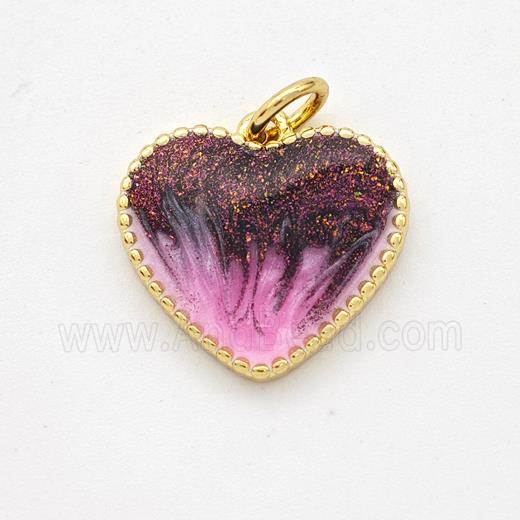 Copper Heart Pendant Painted 18K Gold Plated