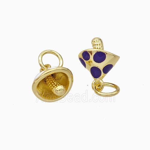 Copper Mushroom Pendant Blue Enamel Gold Plated