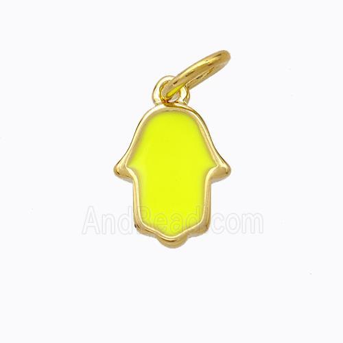 Copper Hamsahand Pendant Yellow Enamel Gold Plated