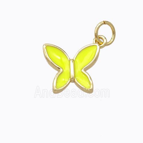 Copper Butterfly Pendant Yellow Enamel Gold Plated