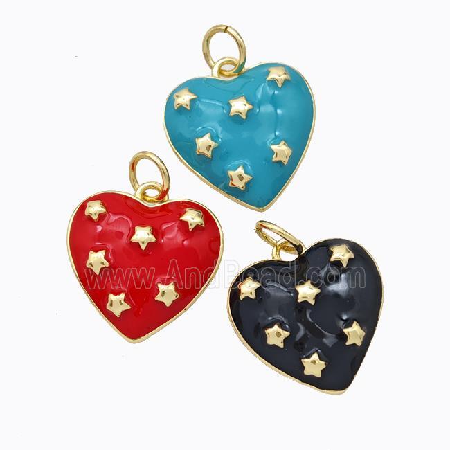 Copper Heart Pendant Enamel Star Gold Plated Mixed