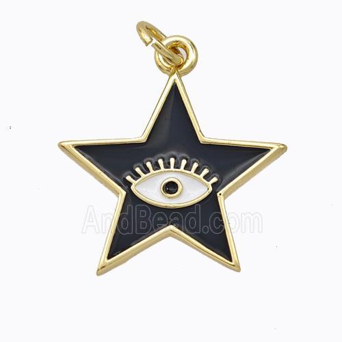 Copper Star Pendant Black Enamel Eye Gold Plated