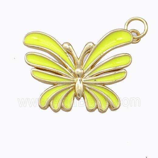 Copper Butterfly Pendant Yellow Enamel Gold Plated