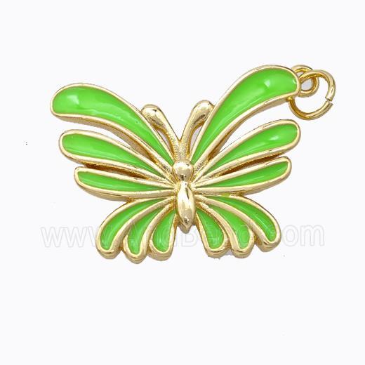 Copper Butterfly Pendant Green Enamel Gold Plated