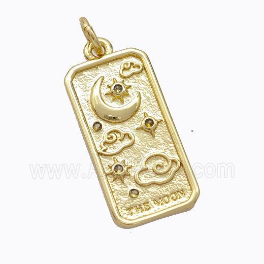 Copper Moon Pendant Pave Zirconia Rectangle Gold Plated
