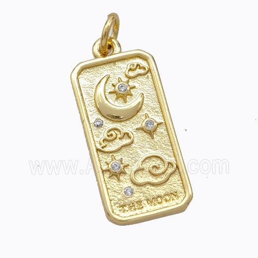 Copper Moon Pendant Pave Zirconia Rectangle Gold Plated