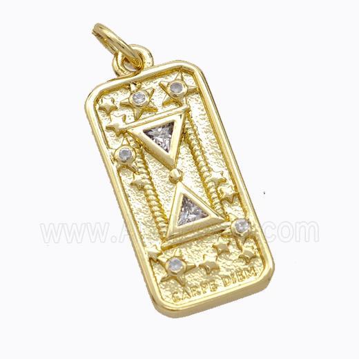 Copper Star Pendant Pave Zirconia Rectangle Gold Plated