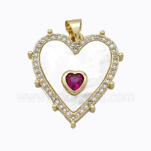 Copper Heart Pendant Pave Shell Zirconia Gold Plated