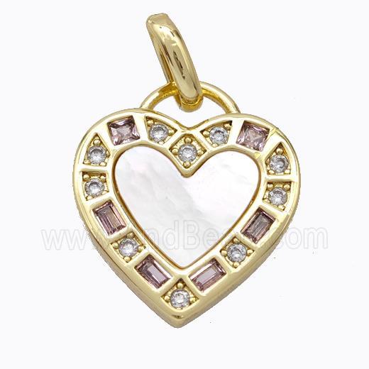 Copper Heart Pendant Pave Shell Zirconia Gold Plated