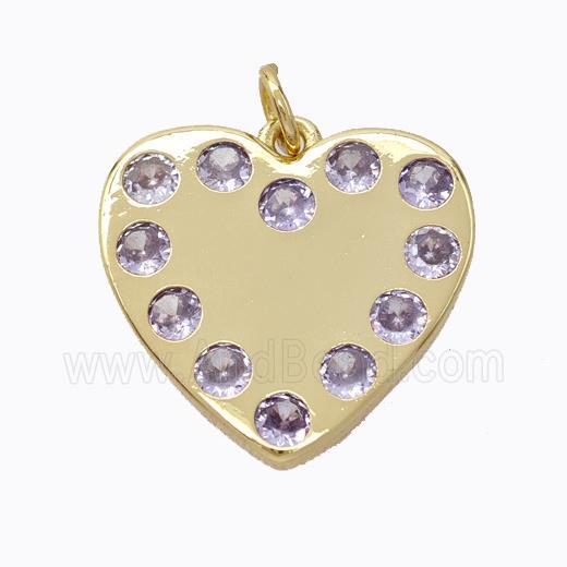 Copper Heart Pendant Micropave Zirconia Gold Plated