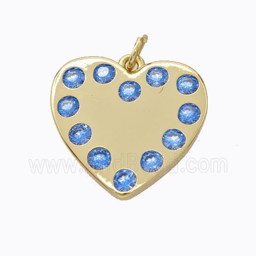 Copper Heart Pendant Micropave Zirconia Gold Plated