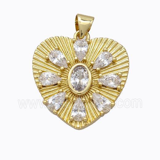Copper Heart Pendant Micropave Zirconia Gold Plated