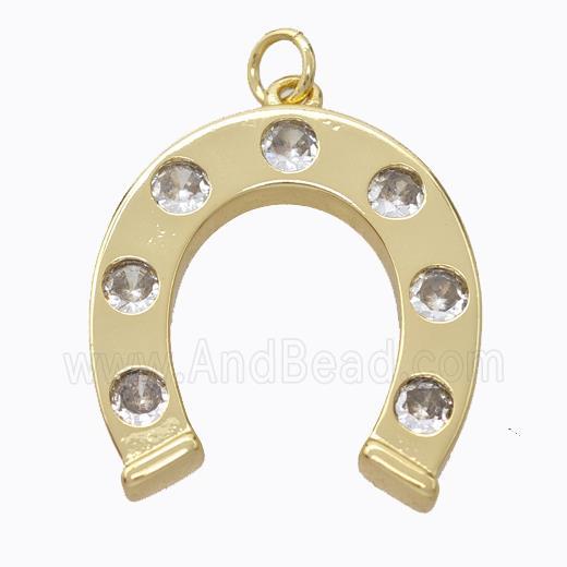 Copper Horseshoe Pendant Micropave Zirconia Gold Plated