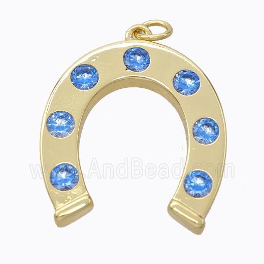 Copper Horseshoe Pendant Micropave Zirconia Gold Plated