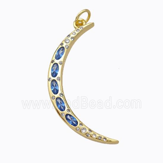 Copper Moon Pendant Micropave Zirconia Gold Plated