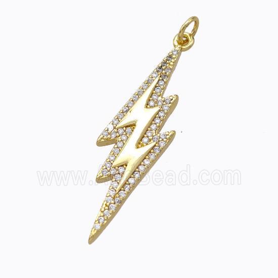 Copper Lightning Pendant Micropave Zirconia Gold Plated