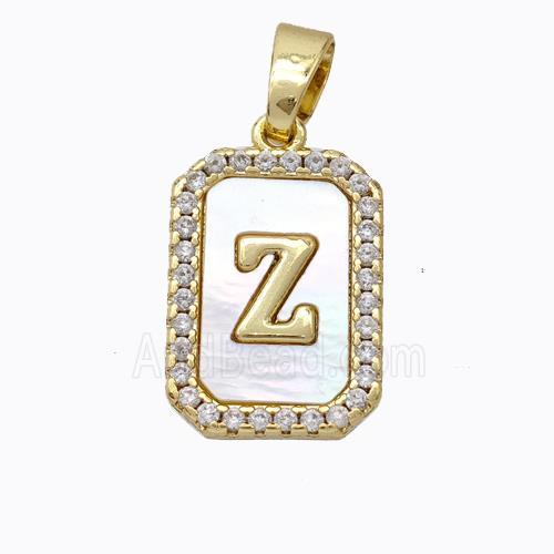 Copper Letter-Z Pendant Pave Shell Zirconia Gold Plated