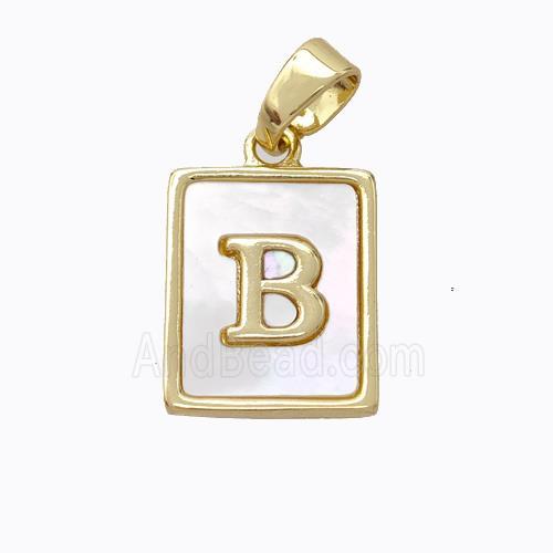Copper Letter-B Pendant Pave Shell Gold Plated
