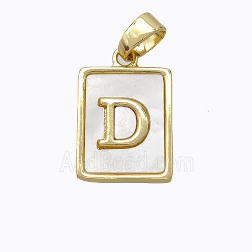 Copper Letter-D Pendant Pave Shell Gold Plated