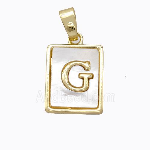 Copper Letter-G Pendant Pave Shell Gold Plated