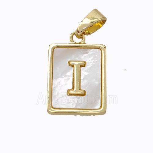 Copper Letter-I Pendant Pave Shell Gold Plated
