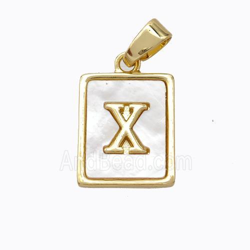 Copper Letter-X Pendant Pave Shell Gold Plated