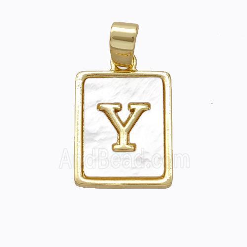 Copper Letter-Y Pendant Pave Shell Gold Plated