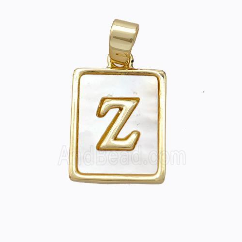 Copper Letter-Z Pendant Pave Shell Gold Plated