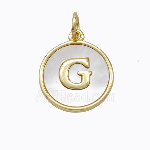 Copper Letter-G Pendant Pave Shell Gold Plated