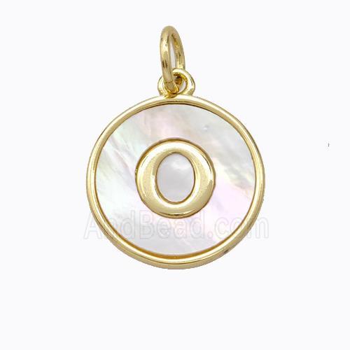 Copper Letter-O Pendant Pave Shell Gold Plated
