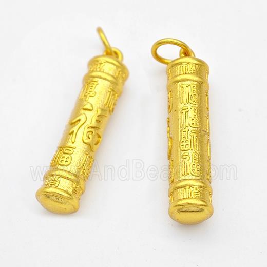 Copper Stick Pendant Chinese Lucky Fu Gold Plated