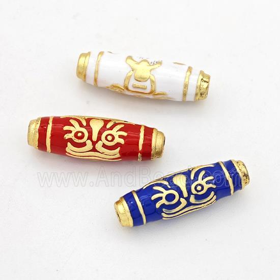 Copper Rice Beads Enamel Gold Plated Mixed