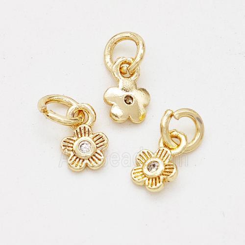 Copper Flower Pendant Pave Zirconia Gold Plated