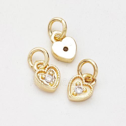 Copper Heart Pendant Pave Zirconia Gold Plated